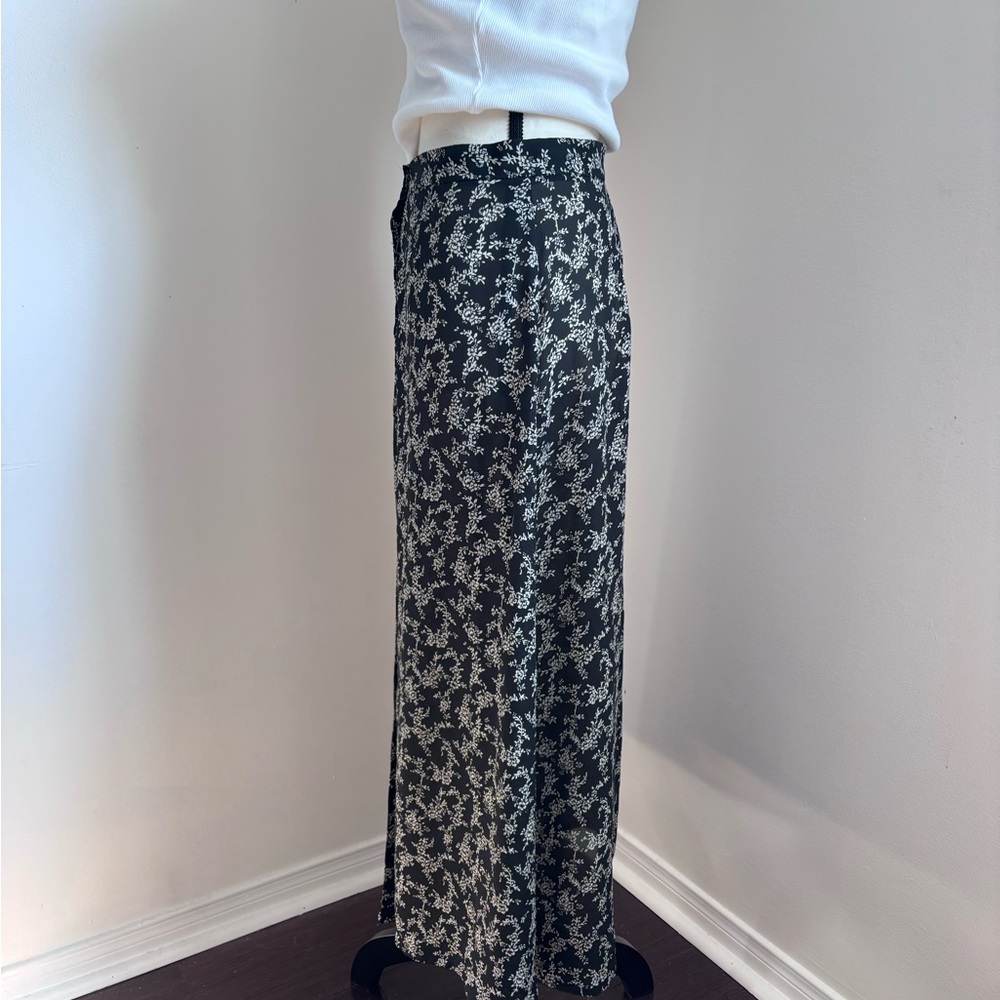 Vintage Jacob Black and White Floral Button Up Midi Skirt Size Small/ XSmall - Picture 4 of 7